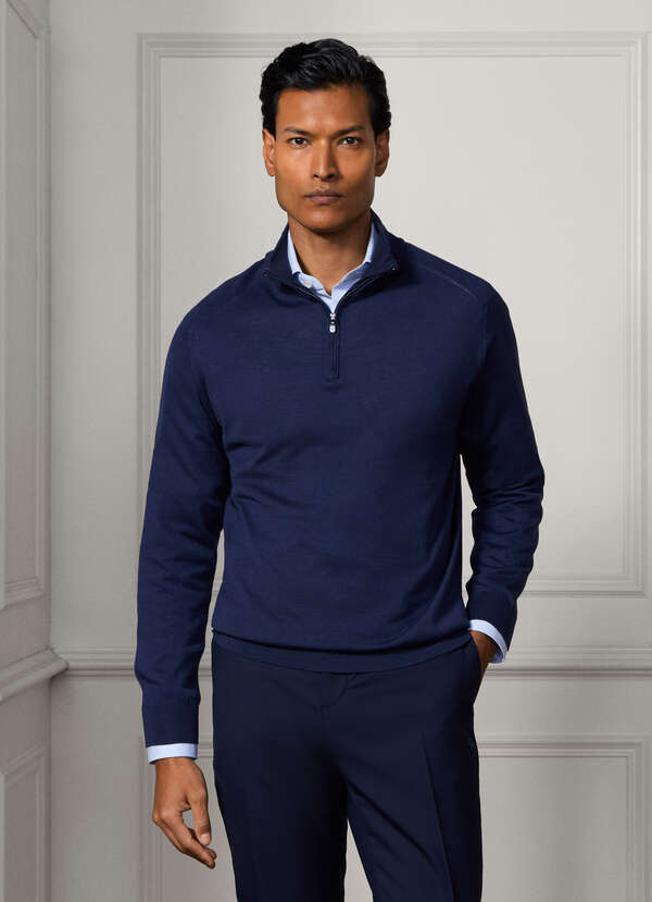 Silk-Cotton Quarter Zip Jumper - 2