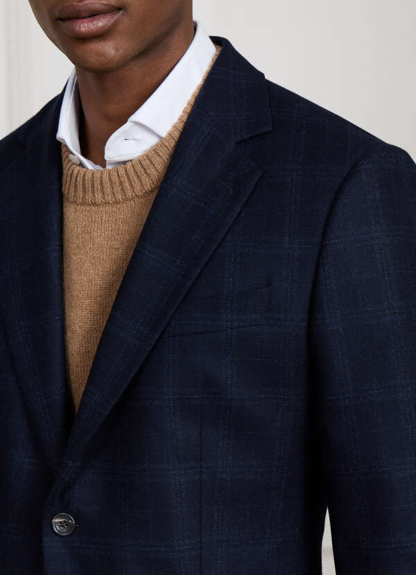 Wool-Cashmere Check Blazer - Woven in Italy - 2