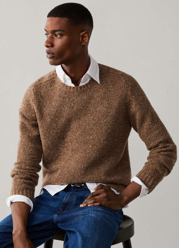 Merino Wool Donegal Crew Neck Jumper