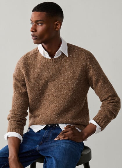 Merino Wool Donegal Crew Neck Jumper