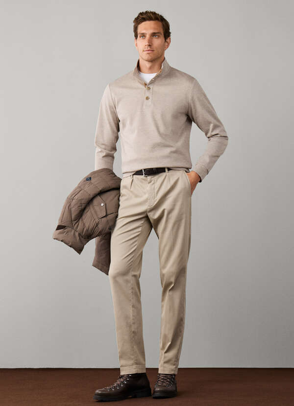 Travel Twill Cotton Half Button Sweat Travel Twill Cotton Half Button Sweat