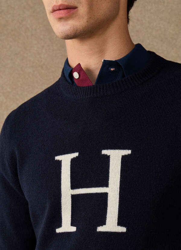 Merino Wool H Knit Crew Neck Jumper - 2 Merino Wool H Knit Crew Neck Jumper - 2
