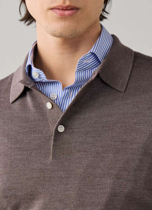 Long Sleeve Merino Wool-Silk Knit Polo - 2