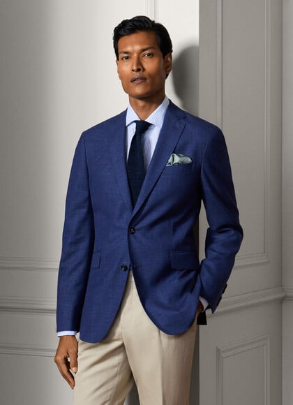Wool Silk Hopsack Blazer - Woven In Italy