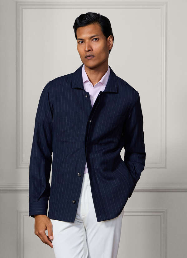 Wool-Silk Striped Overshirt - Woven In Italy - 2
