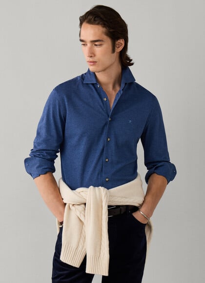 Tailored Fit Melange Jersey Shirt