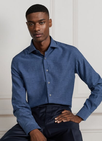 Tailored Fit Herringbone Flannel Shirt