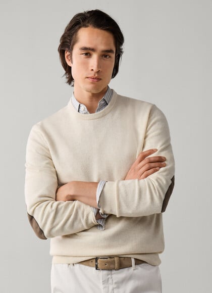 Merino Wool-Cashmere Blend Crew Neck Jumper
