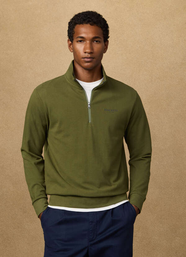 Classic Fit Pique Quarter-Zip Sweatshirt - 2