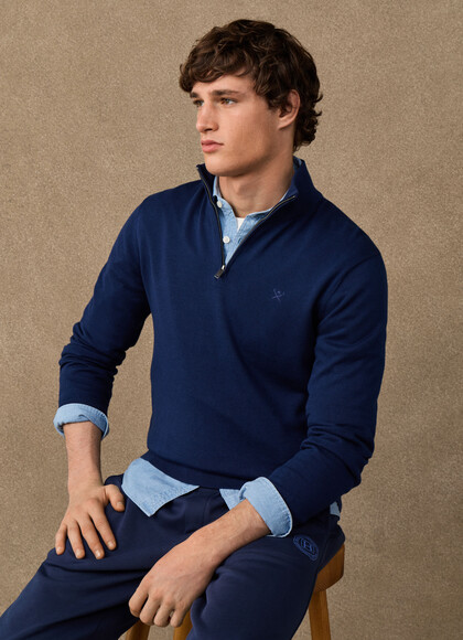 Cotton Quarter Zip Jumper