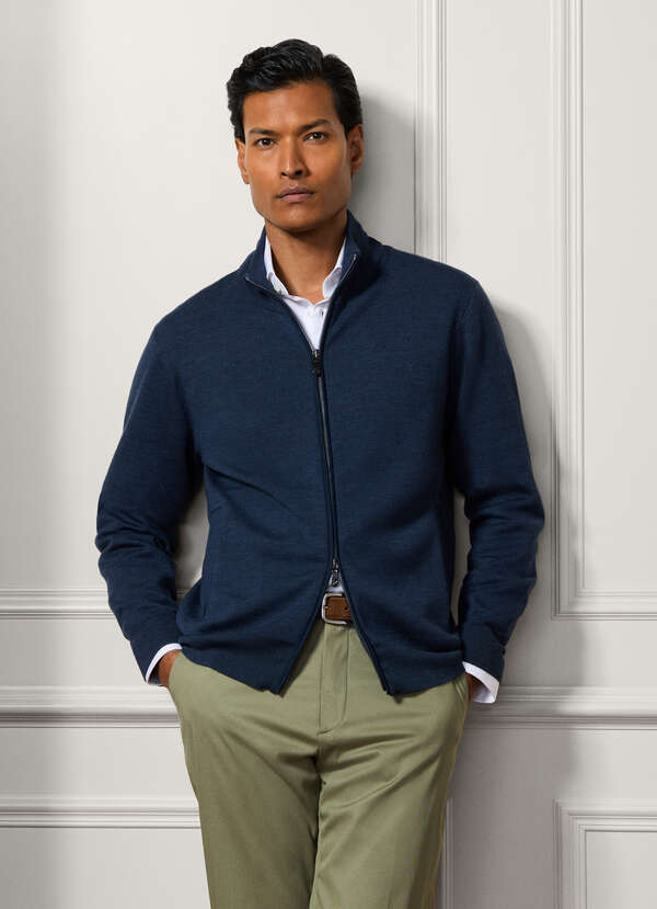 Merino Wool Interlock Full Zip Cardigan Merino Wool Interlock Full Zip Cardigan
