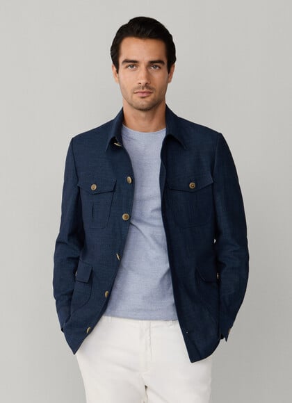 Linen-Cotton Melange Blazer