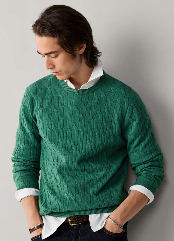 Lambswool Cable Knit Crew Neck Jumper Lambswool Cable Knit Crew Neck Jumper