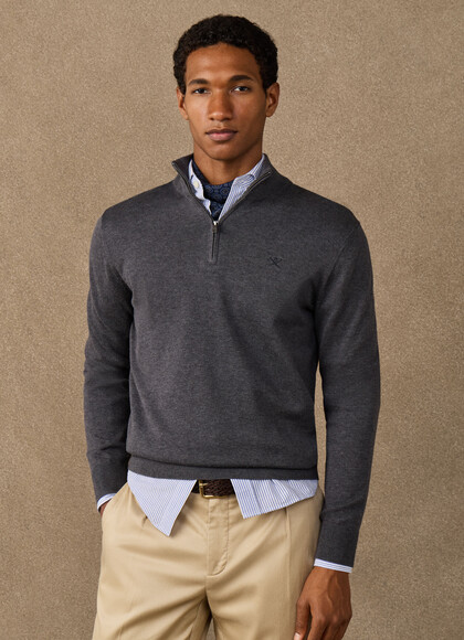 Cotton Quarter Zip Jumper