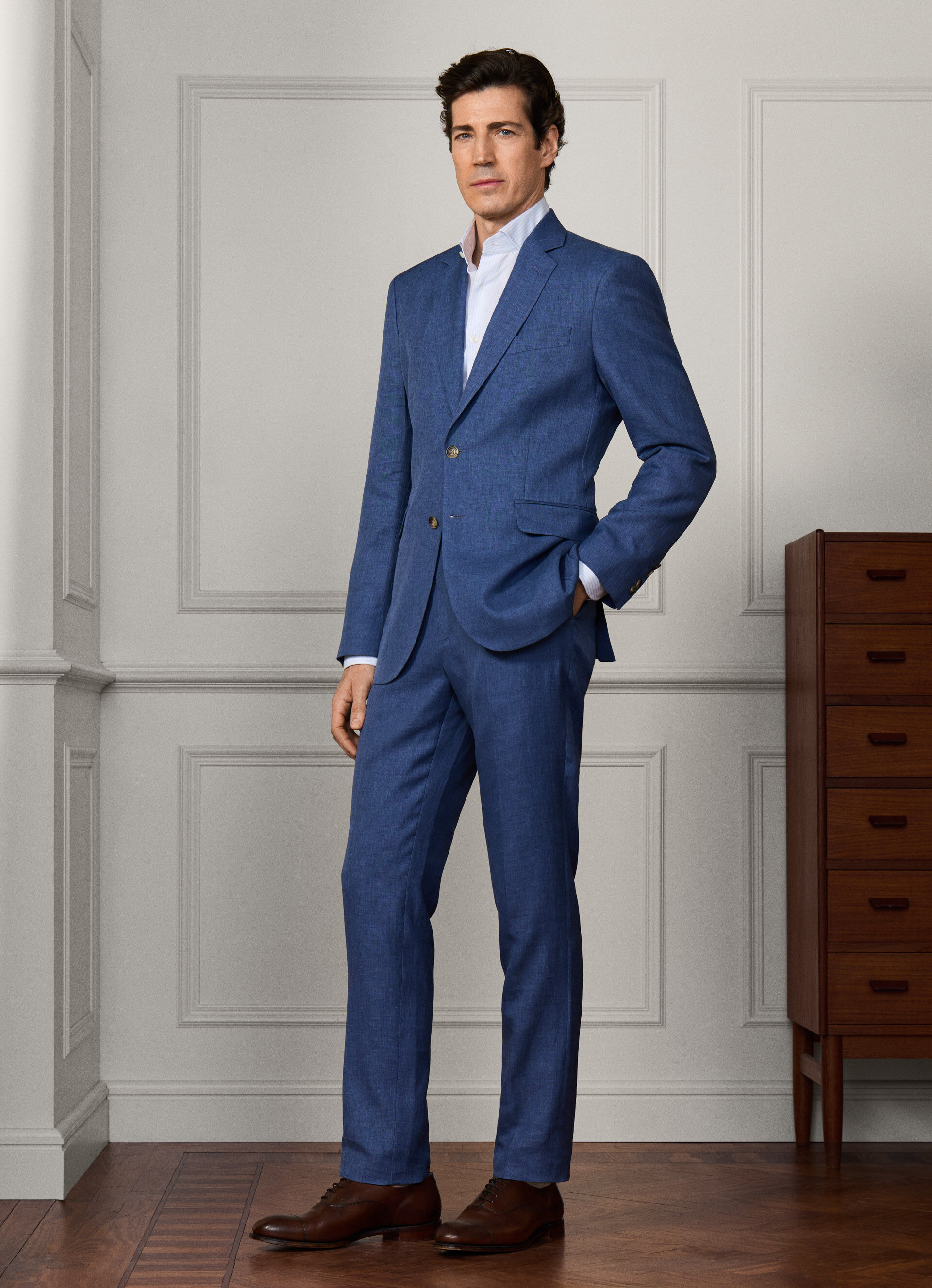 Linen-Wool Hopsack Suit - Woven In Italy | Hackett London