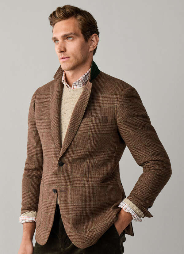 Wool Blend Prince of Wales Check Blazer Wool Blend Prince of Wales Check Blazer