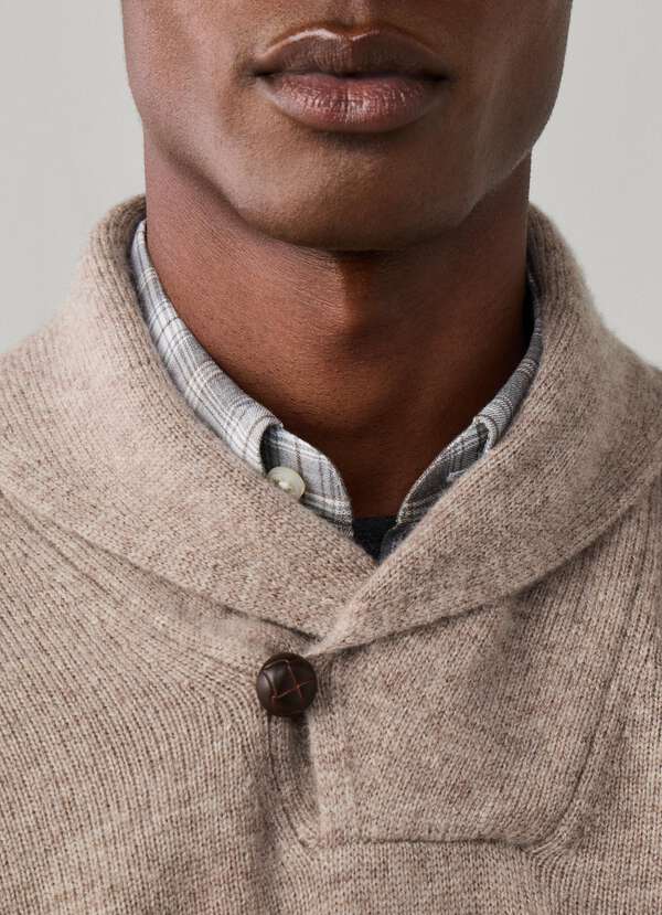 Merino Wool-Cashmere Shawl Collar Jumper - 2