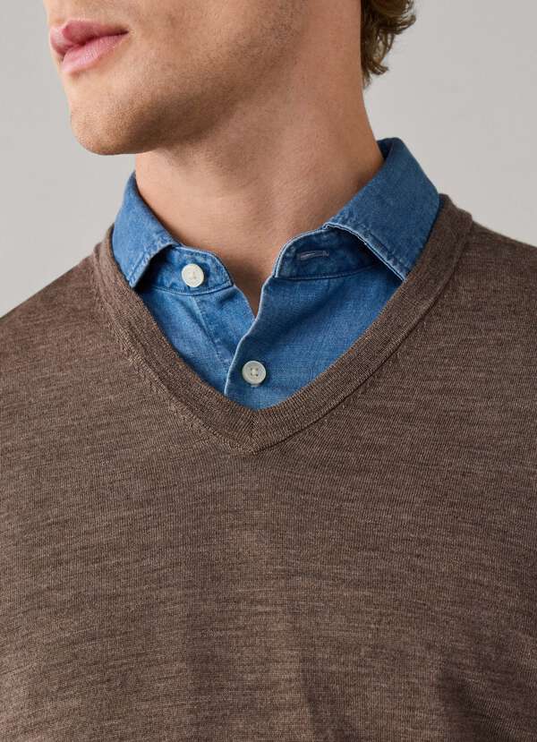 Merino Wool V Neck Jumper - 2 Merino Wool V Neck Jumper - 2