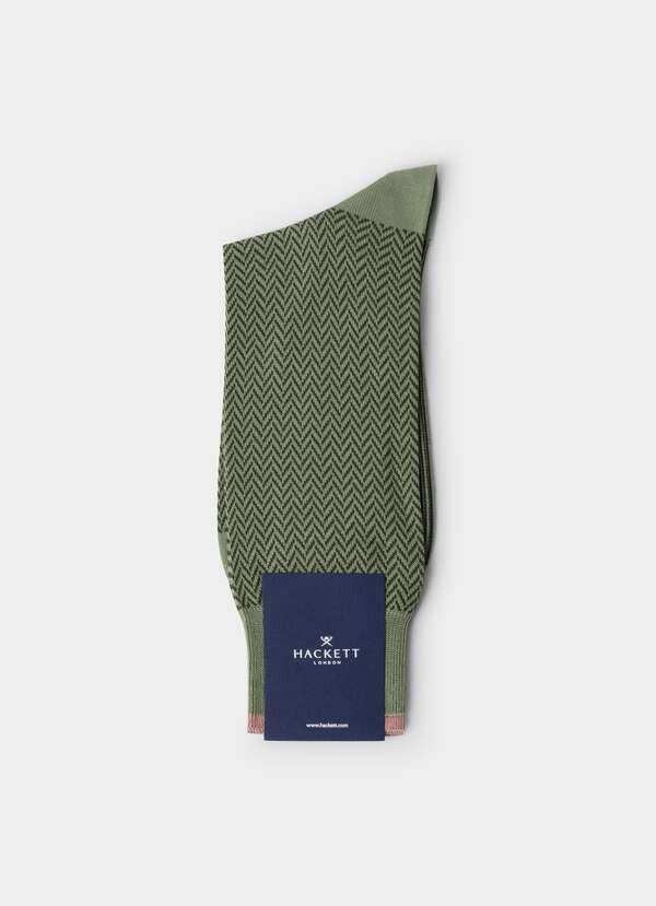 Mercerised Cotton Herringbone Socks - 2 Mercerised Cotton Herringbone Socks - 2
