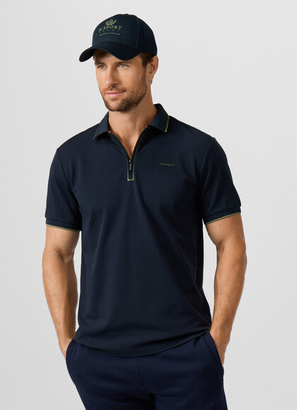 Classic Fit Short Sleeve Tipped Zip Polo