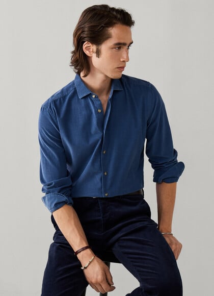 Tailored Fit Smart Babycord Shirt