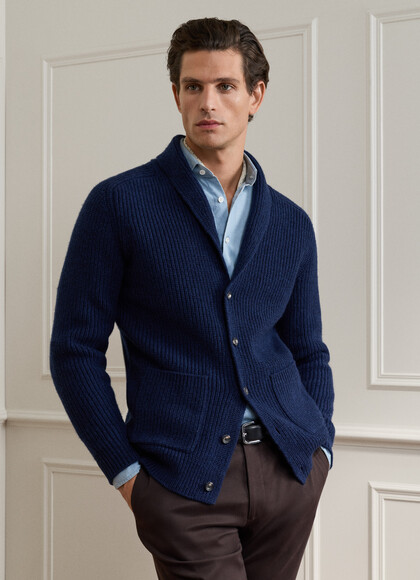 Merino Wool-Cashmere Shawl Cardigan