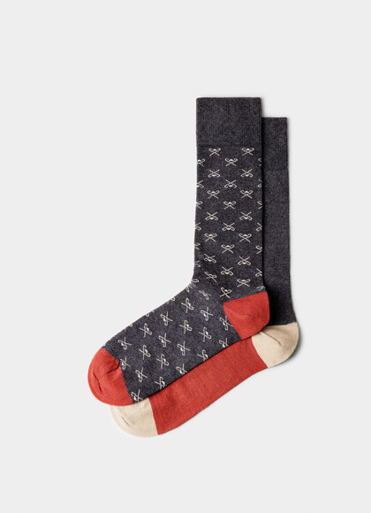 Two Pack Combed Cotton Icon Socks