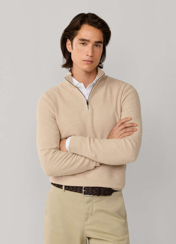 Cashmere Blend Honeycomb Quarter Zip Jumper Cashmere Blend Honeycomb Quarter Zip Jumper
