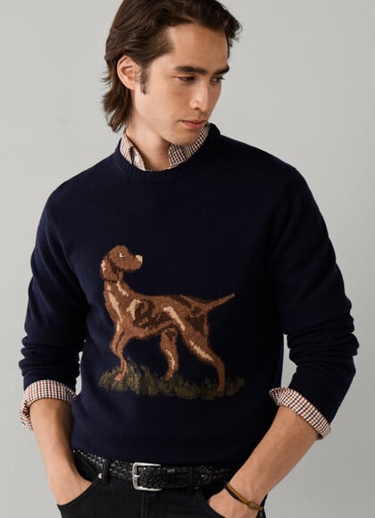Merino Wool Highland Hound Crew Neck Jumper