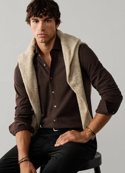 Tailored Fit Melange Jersey Shirt