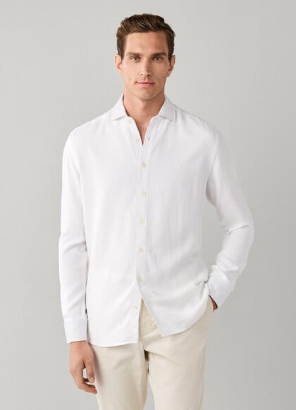 Tailored Fit Garment Dyed Textured Shirt