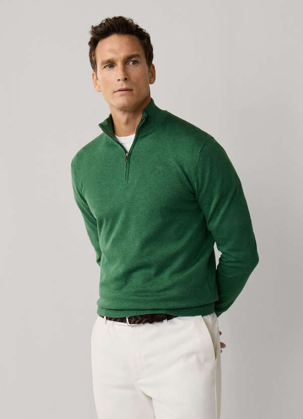 Cotton-Silk Quarter Zip Jumper