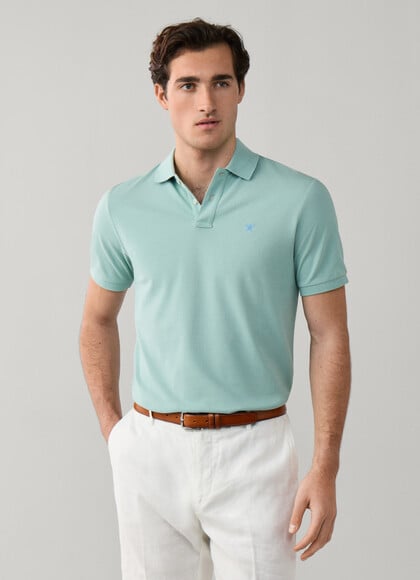 Classic Fit Short Sleeve Logo Pique Polo