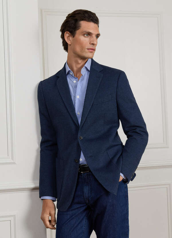 Cotton-Cashmere Blend Blazer-Woven in Italy