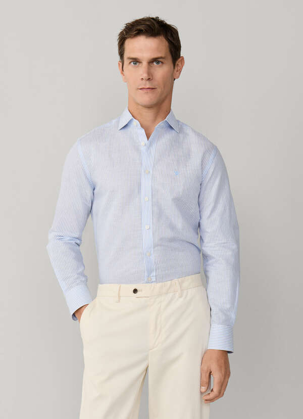 Tailored Fit Linen-Cotton Stripe Shirt - 2