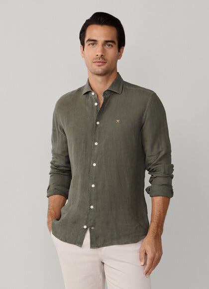 Tailored Fit Garment Dyed Linen Shirt