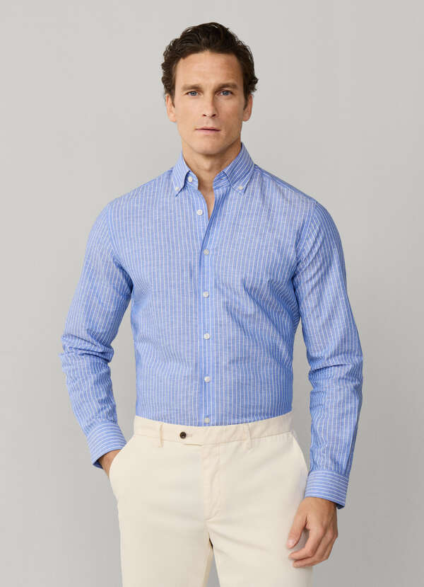 Tailored Fit Cotton Linen Stripe Shirt - 2