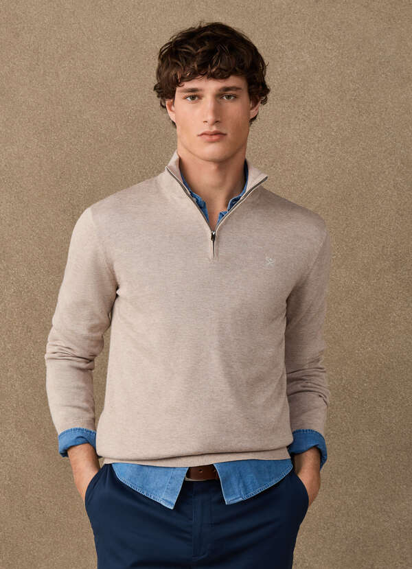 Cotton Quarter Zip Jumper