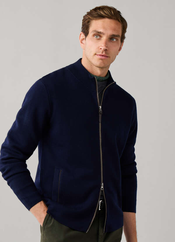 Merino Wool Milano Knit Full Zip Cardigan