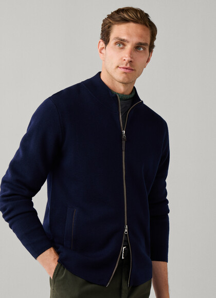 Merino Wool Milano Knit Full Zip Cardigan