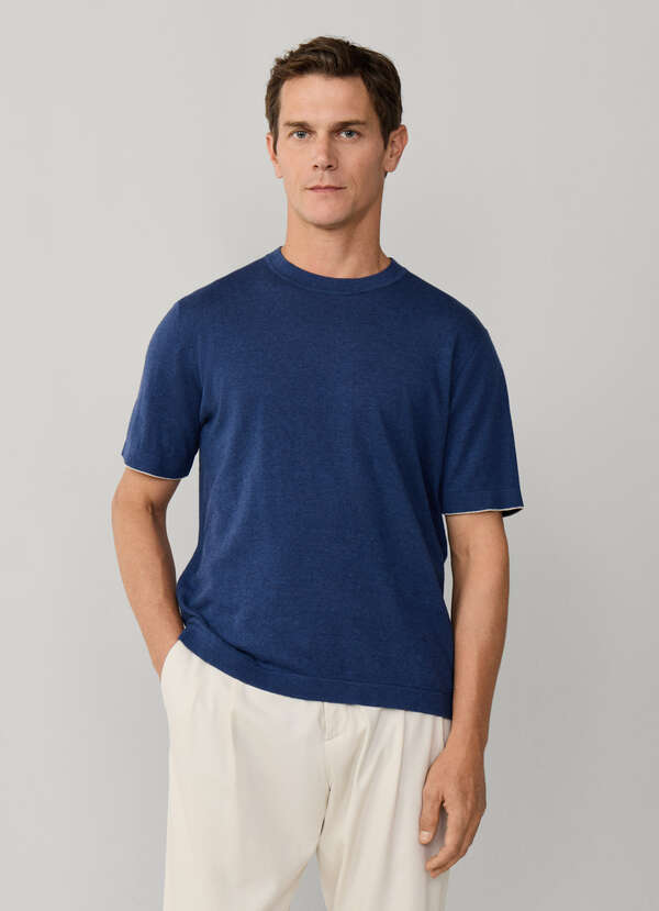 Cotton-Linen Knitted Short Sleeve T-Shirt - 2 Cotton-Linen Knitted Short Sleeve T-Shirt - 2