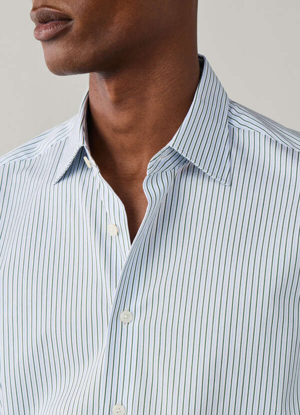 Classic Fit Two-Tone Stripe Blazer Shirt - 2 Classic Fit Two-Tone Stripe Blazer Shirt - 2