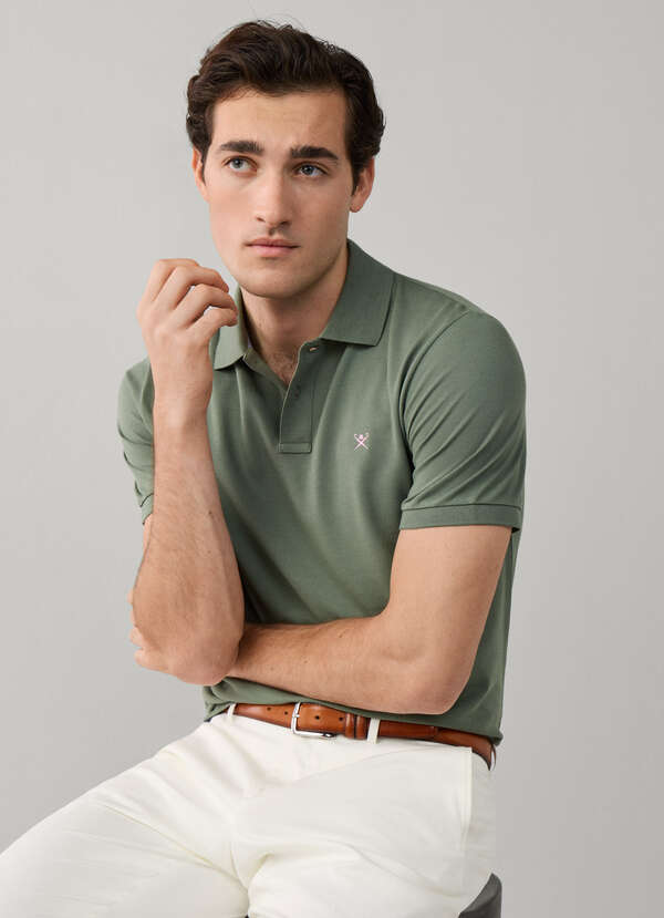 Classic Fit Short Sleeve Logo Pique Polo