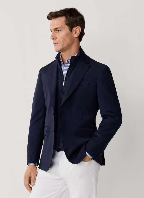 Tropical Wool Travel Blazer with Bib Tropical Wool Travel Blazer with Bib