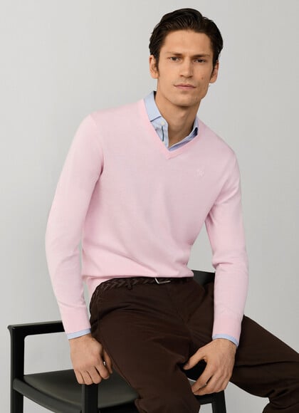 Cotton-Silk V-Neck Jumper