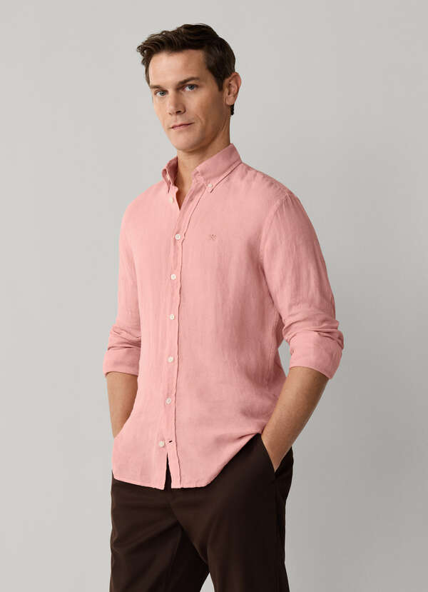 Tailored Fit Garment Dyed Linen Shirt