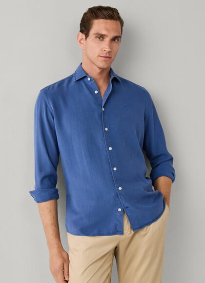 Tailored Fit Garment Dyed Textured Shirt