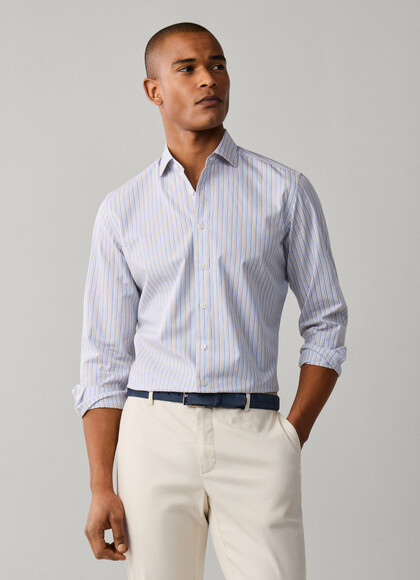 Tailored Fit Tri Colour Stripe Shirt