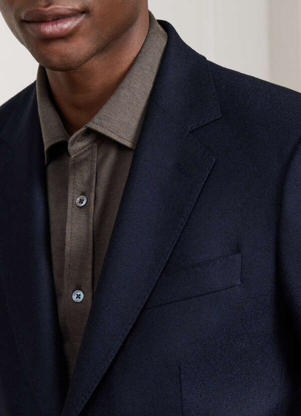 Wool-Cashmere Twill Blazer - Woven in Italy - 2 Wool-Cashmere Twill Blazer - Woven in Italy - 2