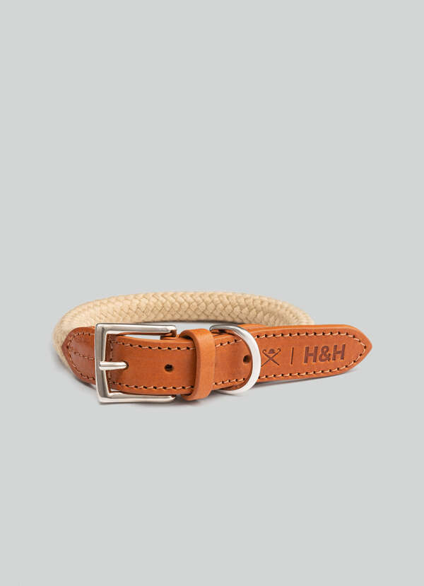 Rope and Leather Dog Collar - Small Rope and Leather Dog Collar - Small